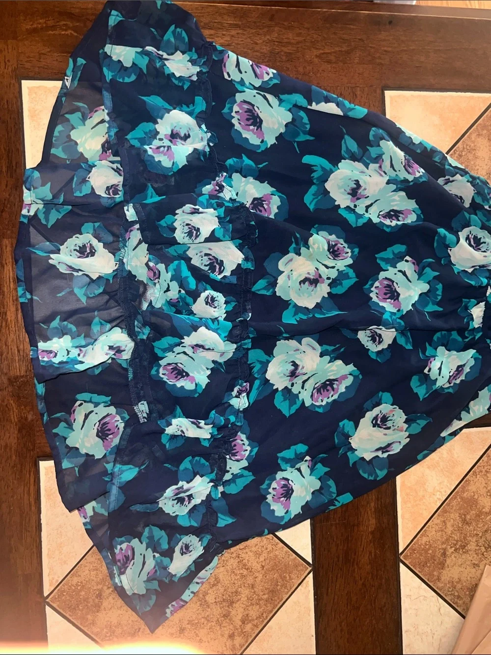 The Children's Place Navy Floral Sundress with Teal and White Roses